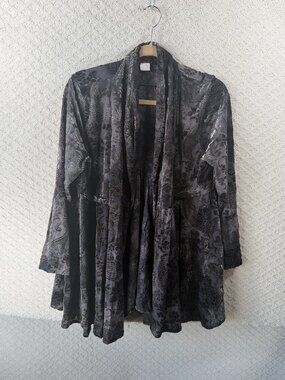 Surrealist Burnout Velvet Paisley Duster Cardigan Jacket Whimsigoth Boho Size 2